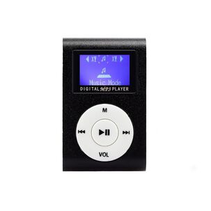 Reproductor Mp3 Digital Clip Met&aacute;lico Negro Con Pantalla Lcd