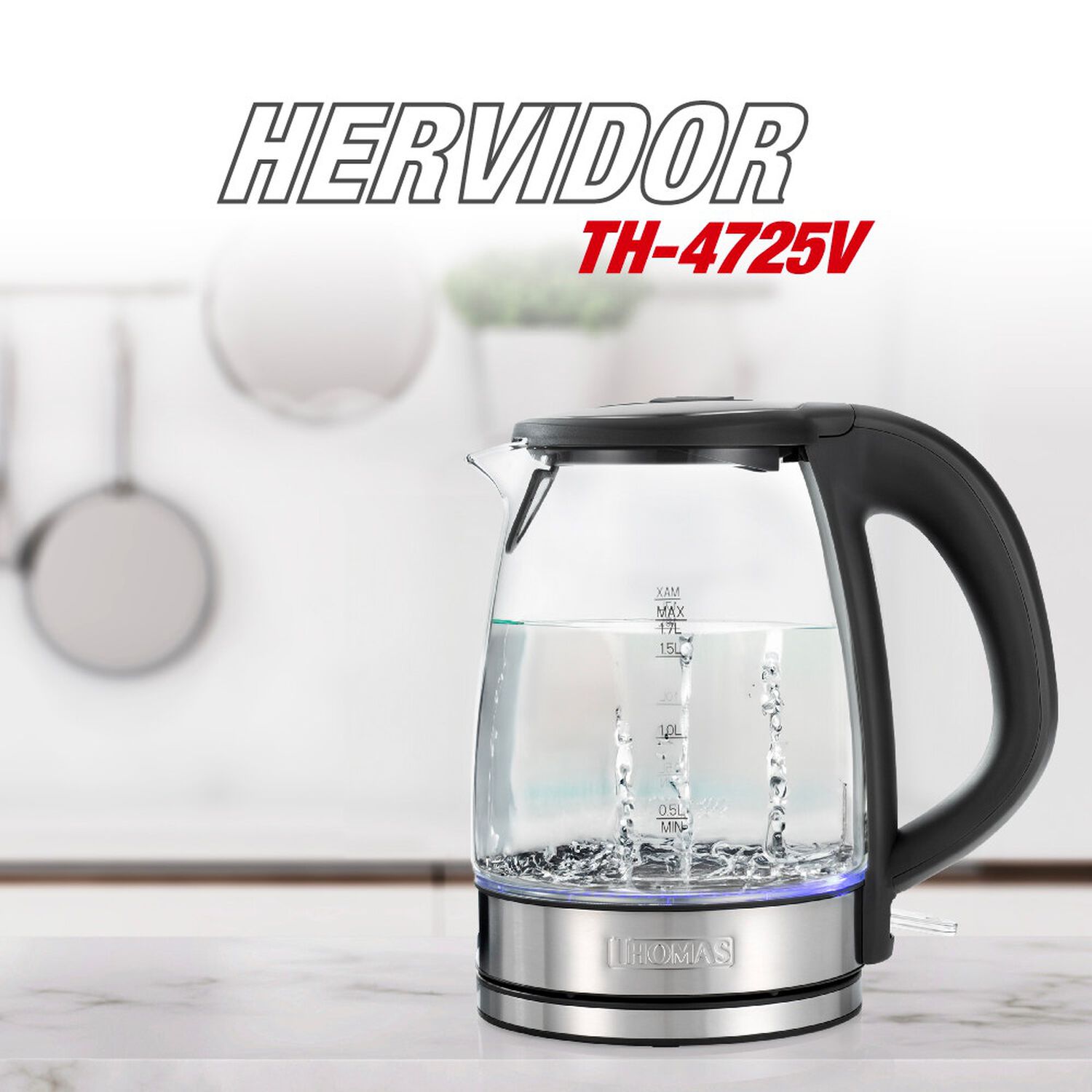 Hervidor El&eacute;ctrico De Vidrio Thomas Th4725v 1,7 Litros 2200w image number 1.0