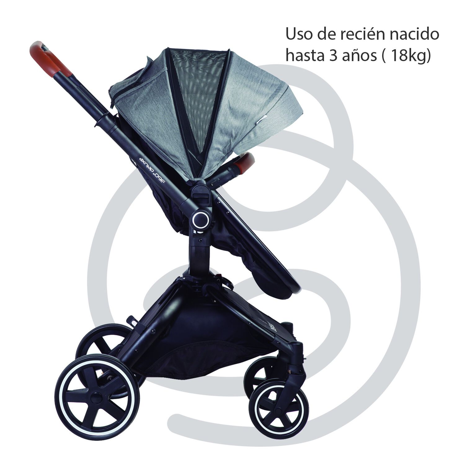 Coche Cuna Travel System Deluxe 360&deg; Sx Gris image number 4.0