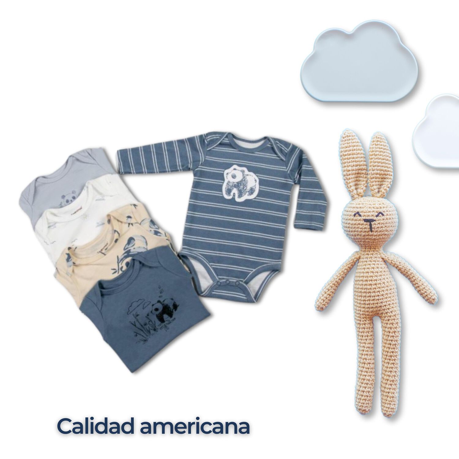 Pack 5 Bodys Ni&ntilde;o Manga Larga Tedmimak 100% Algod&oacute;n Panda Love image number 5.0