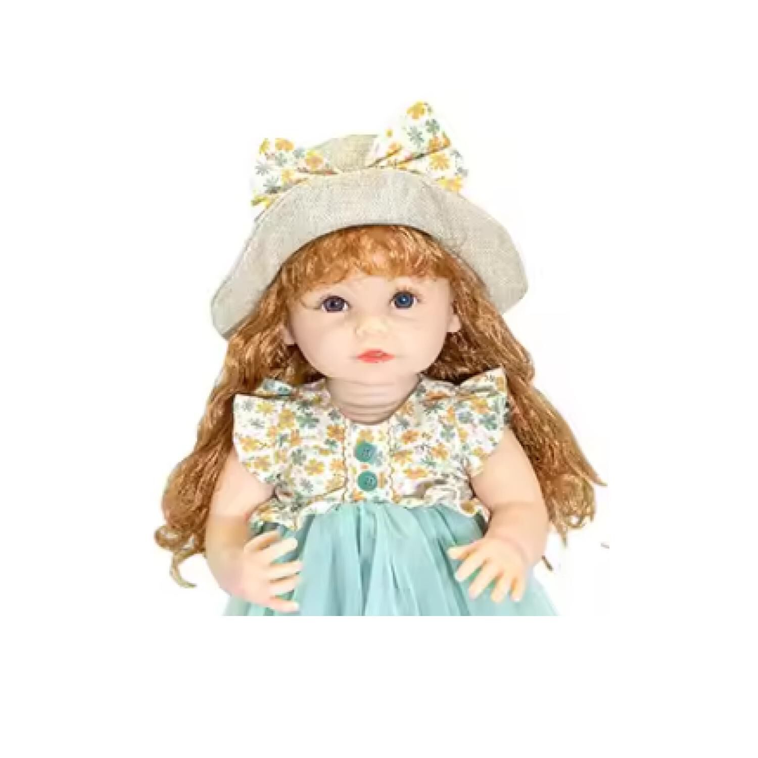 Juguete Mu&ntilde;eca Realista 55cm Silicona Vestido Azul Infantil image number 1.0