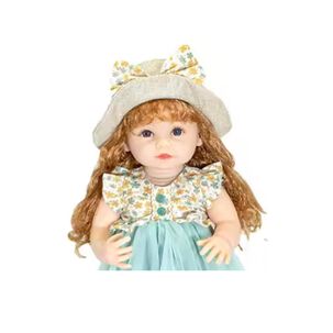 Juguete Muñeca Realista 55cm Silicona Vestido Azul Infantil
