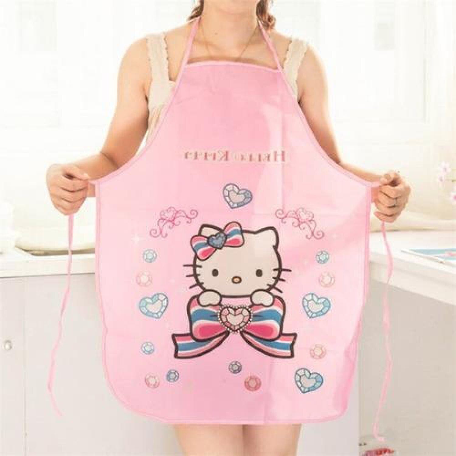 Delantal Cocina Kawaii Dibujos Pl&aacute;stico Tranparente Hello image number 2.0