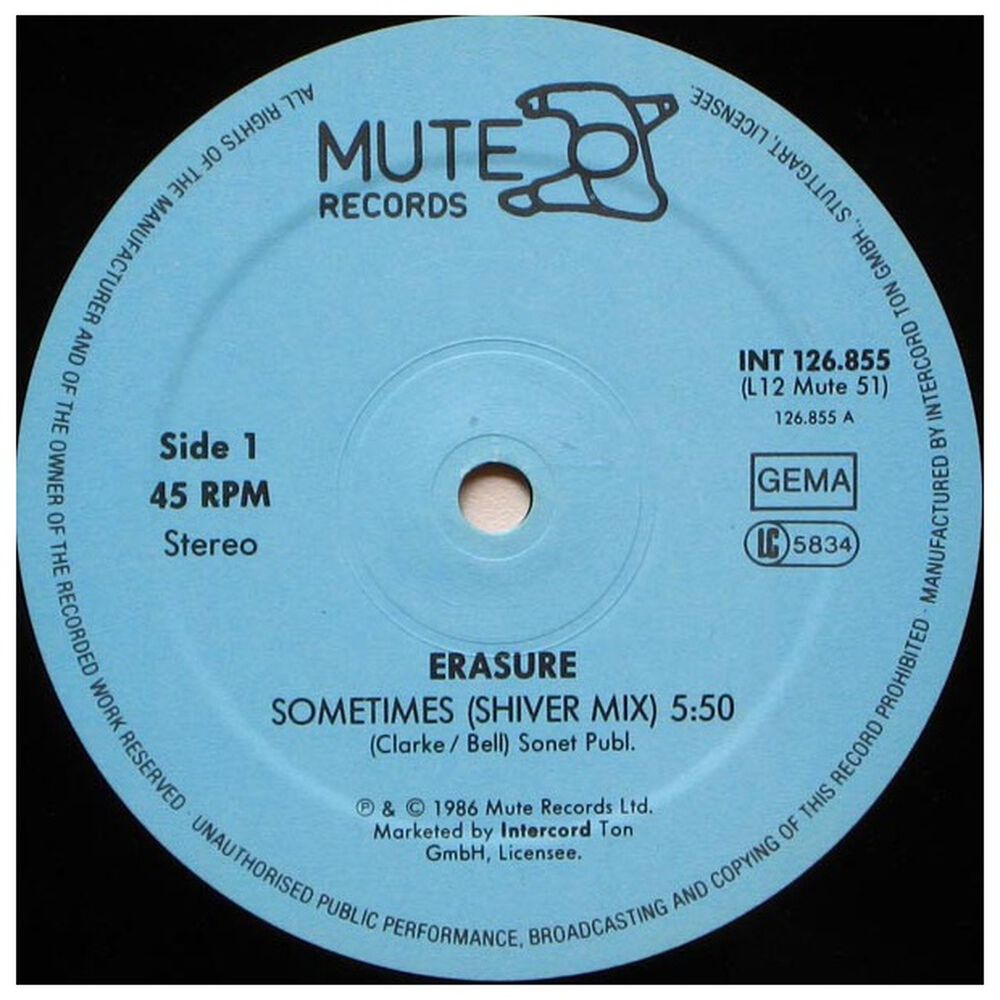 Erasure - Sometimes(shiver Mix) | 12" Maxi Single Usado image number 2.0