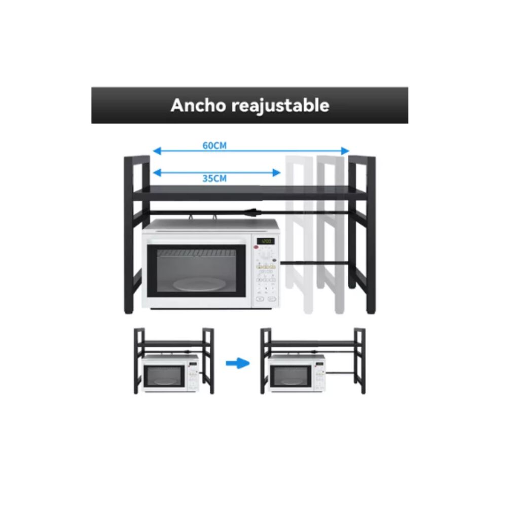 Estante Repisa Rack Extensible Microondas Cocina Ganchos image number 1.0