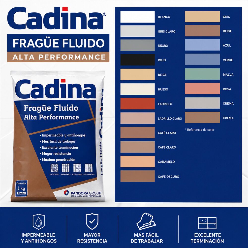 Frague Fluido Gris 1kg Impermeable Antihongos Cadina image number 3.0
