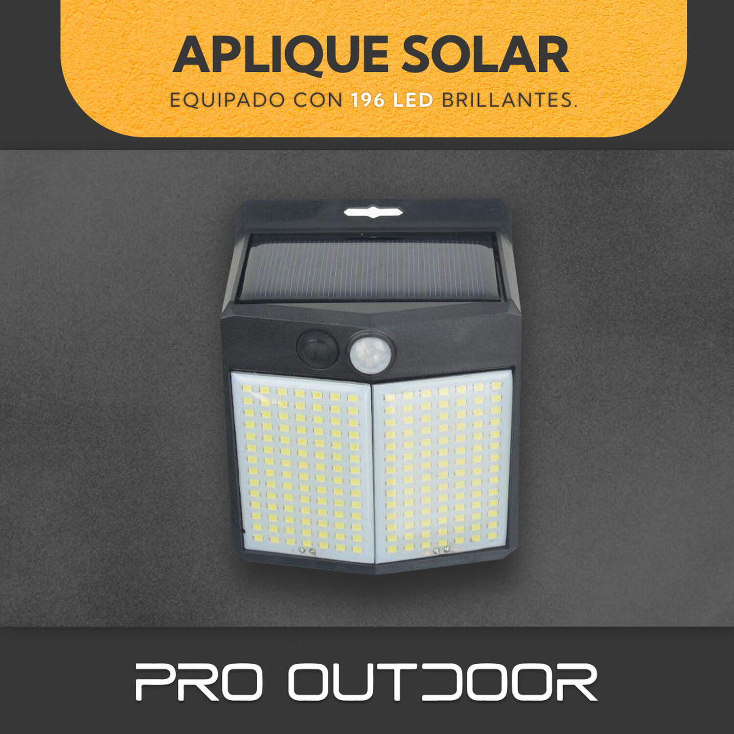 Aplique 196 Led Solar Contra Agua image number 1.0