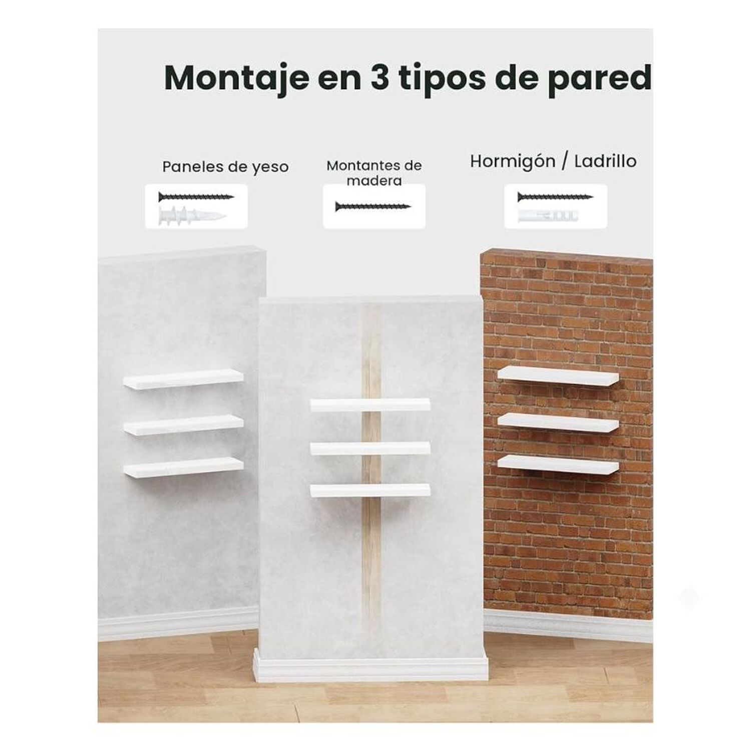 Repisa Flotante Minimalista Madera Blanca Organizador 40cm image number 2.0
