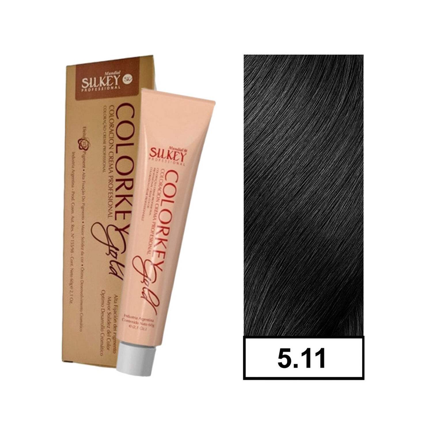 Colorkey Gold - Tintura Permanente Efecto 3d Pigment 60gr + Oxidante - 5.11 Casta&ntilde;o Claro Ceniza Profundo image number 0.0