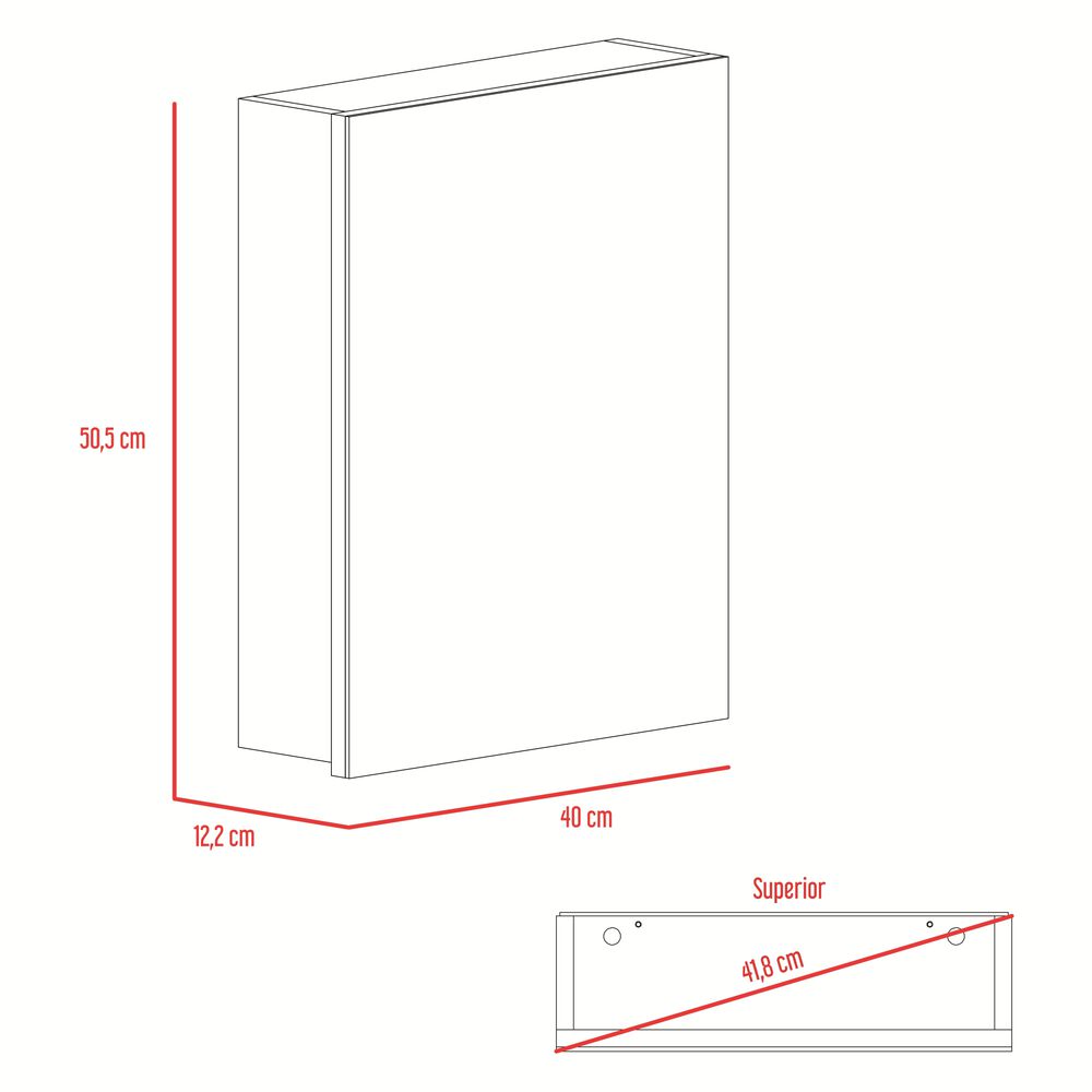 Mueble Botiquin De Ba&ntilde;o 50.5x40x12.2 Cm Negro image number 8.0