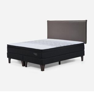 Cama Europea Rosen Tempo / King / Base Dividida  + Respaldo Maurice Chocolate