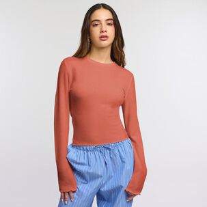 Polera Regular Manga Larga Cuello Redondo Mujer Freedom
