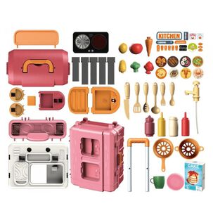 Juguete Set Maleta Cocina 49 Piezas 3 En 1 Rosado Infantil