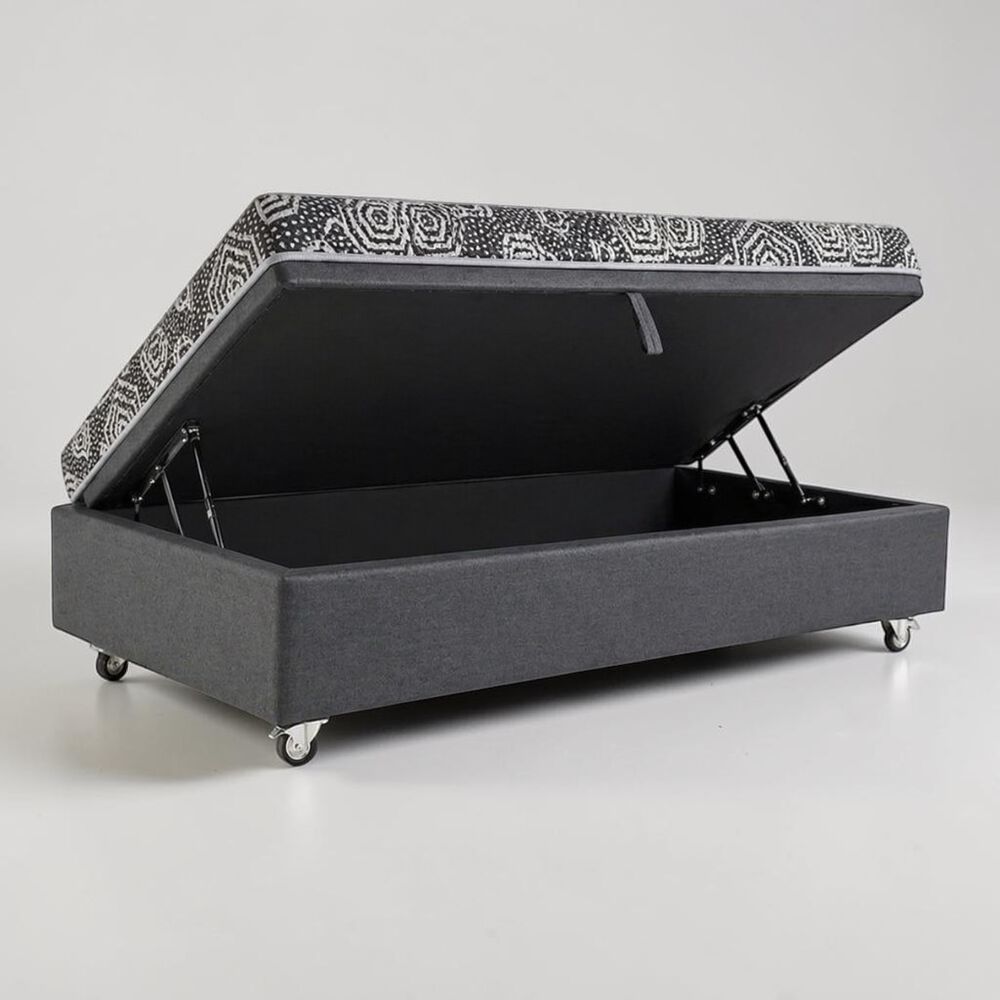 Cama Baul 1 Plaza L190 Cm + Colchon Modelo Ideal / Con Rueda Deluxe (gris) image number 1.0