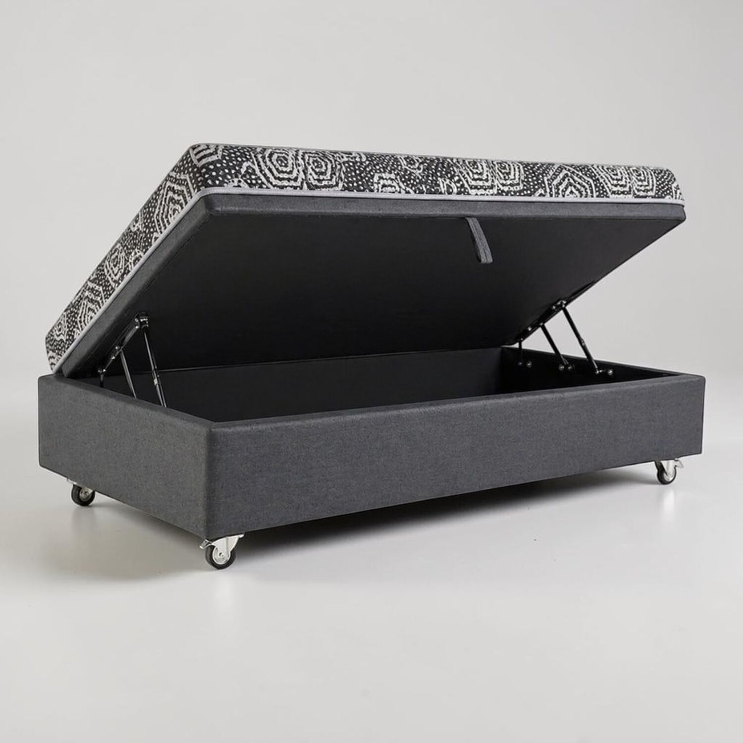 Cama Baul 1 Plaza L190 Cm + Colchon Modelo Ideal / Con Rueda Deluxe (gris) image number 1.0