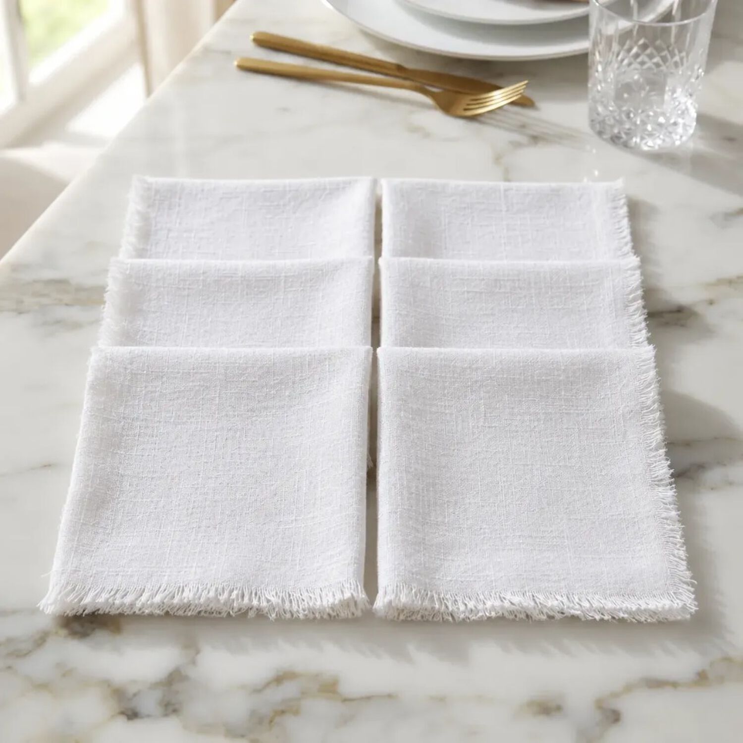 Set De 6 Servilletas De Lino Blancas 41x41 Cm image number 2.0