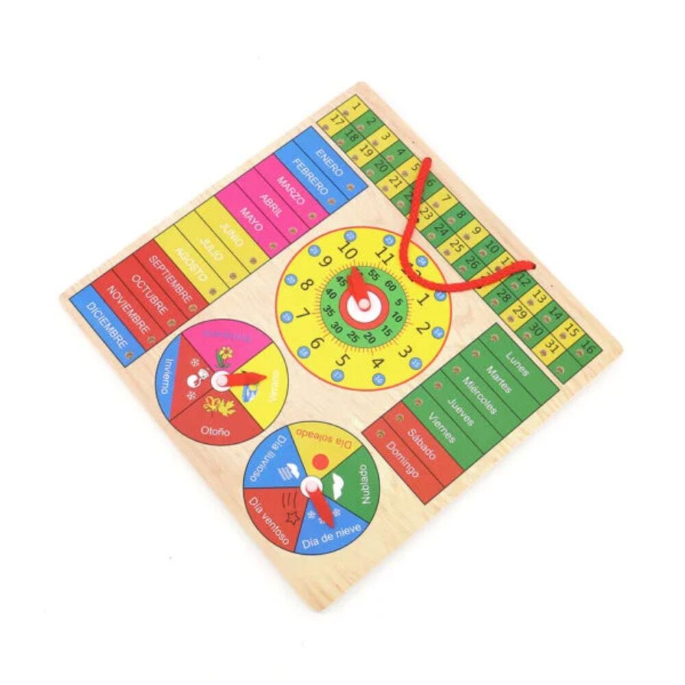 Reloj De Madera Para Aprender Las Horas Semanas Meses Y A&ntilde;o image number 3.0