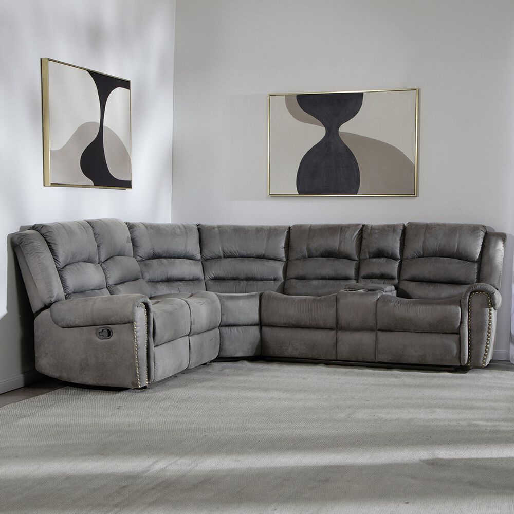 Sof&aacute; Seccional Reclinable Moderno Gris Castle 7245chcgr image number 0.0
