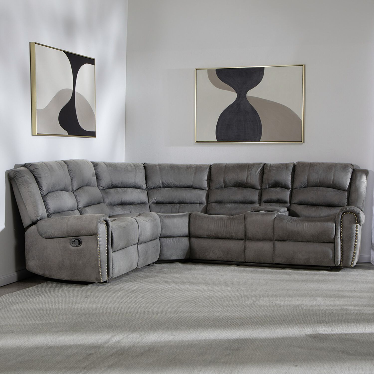 Sof&aacute; Seccional Reclinable Moderno Gris Castle 7245chcgr image number 0.0