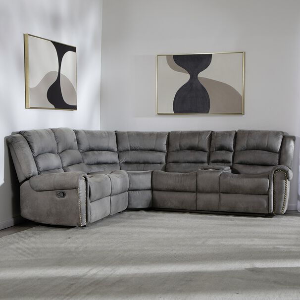 Sof&aacute; Seccional Reclinable Moderno Gris Castle 7245chcgr