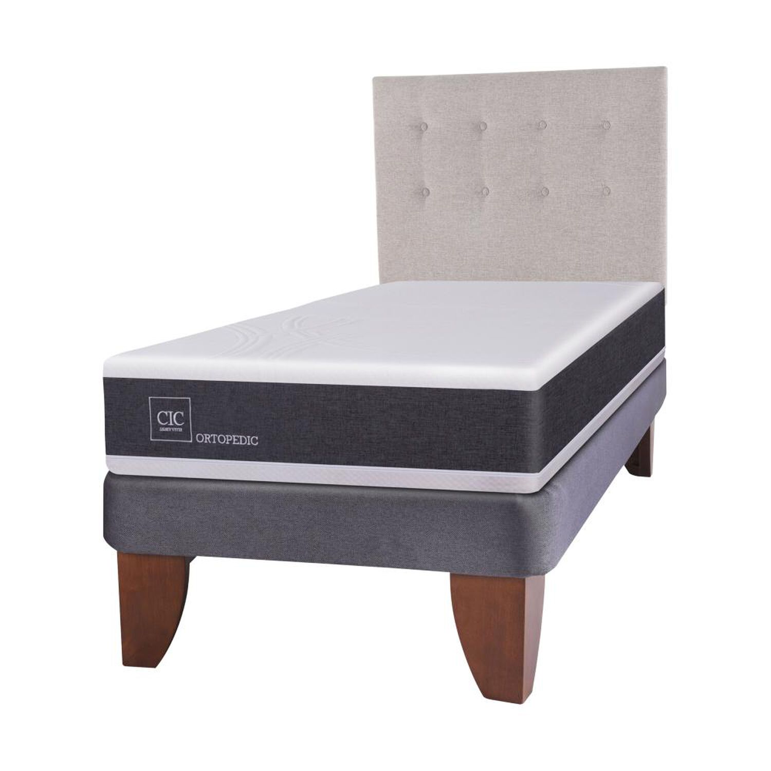 Cama Europea Cic Ortopedic / 1.5 Plazas / Base Normal + Respaldo image number 0.0