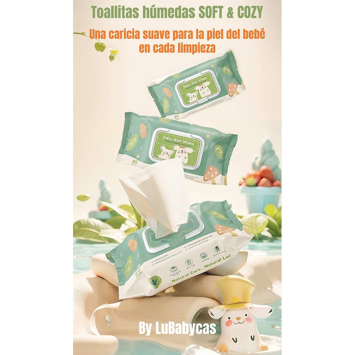 Toallitas H&uacute;medas Con Tapa Pack 2x80 Unidades Lubabycas image number 1.0