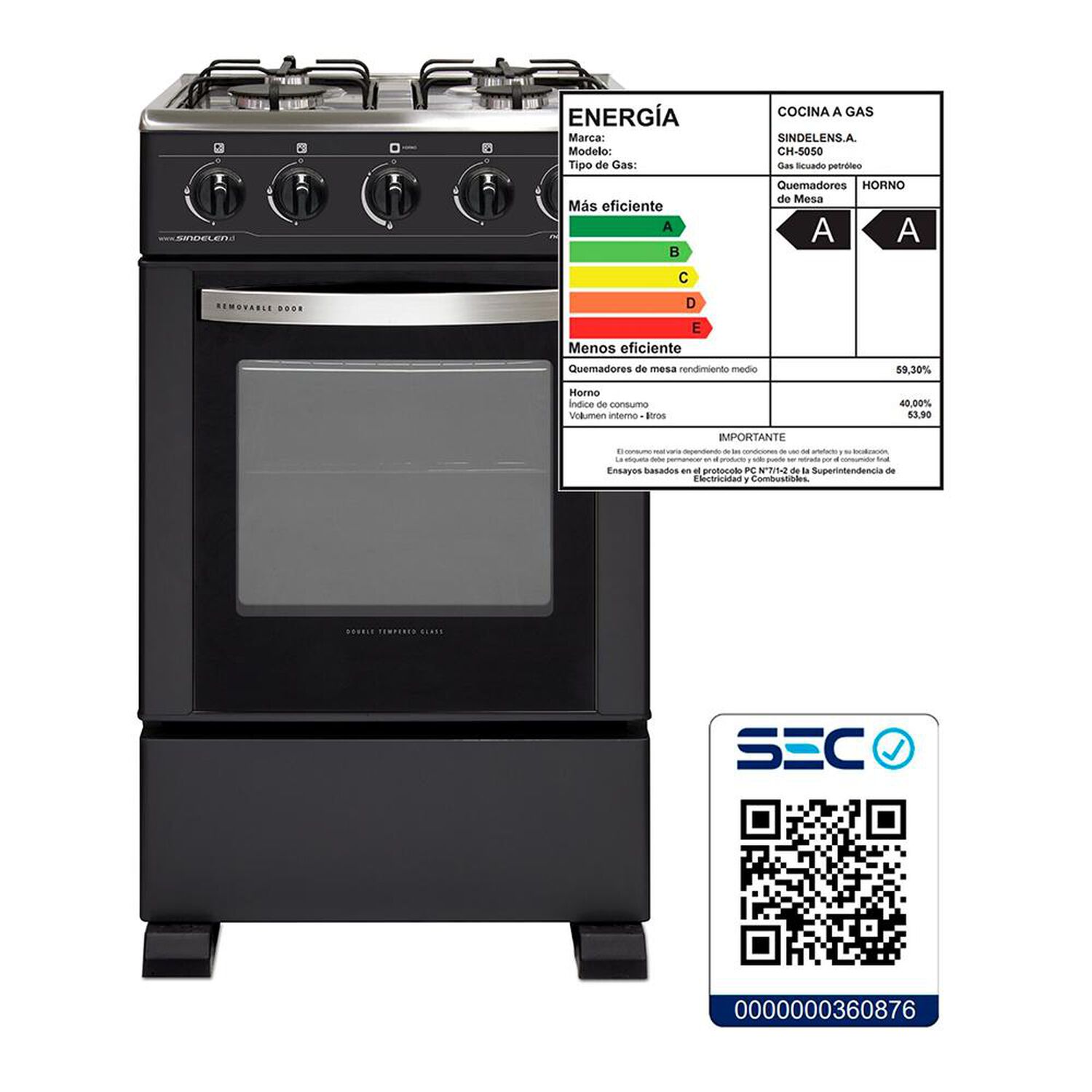 Cocina Sindelen CH-5050NG Nova Vita / 4 Quemadores image number 5.0