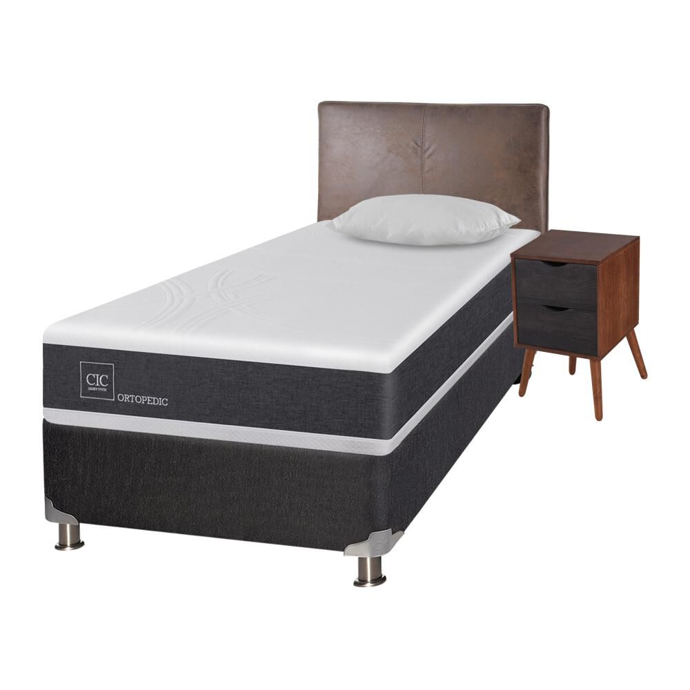 Box Spring Cic Ortopedic / 1.5 Plazas / Base Normal  + Set De Maderas + Almohada image number 1.0