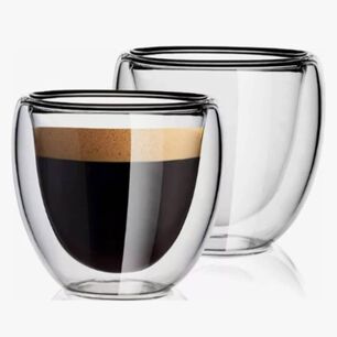 Taza Cafe 4 Vasos Vidrio Mug Doble Pared T&eacute;rmica Reforzada