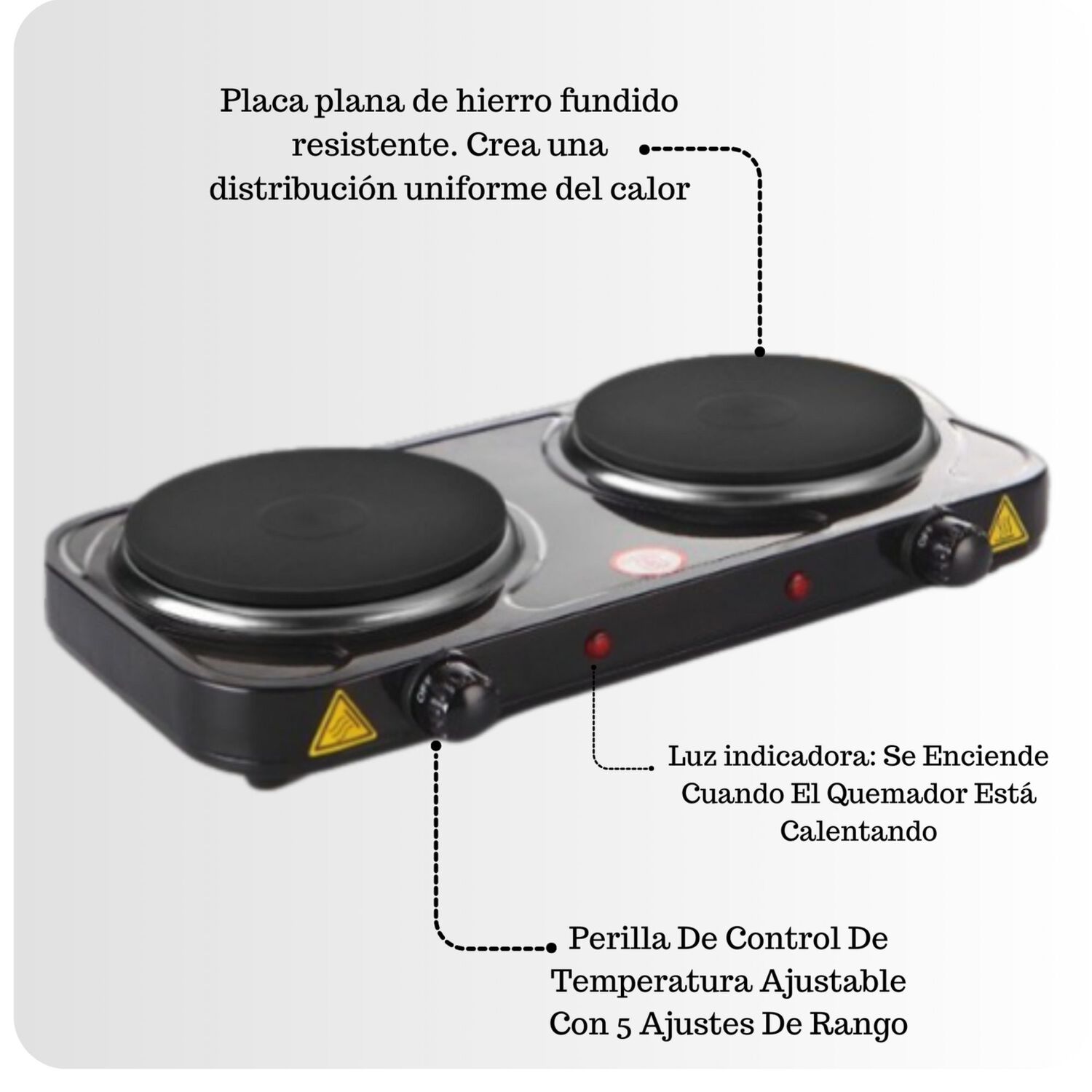 Cocina El&eacute;ctrica 2 Platos 2000w Cocinilla Port&aacute;til image number 1.0