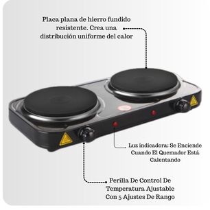 Cocina El&eacute;ctrica 2 Platos 2000w Cocinilla Port&aacute;til