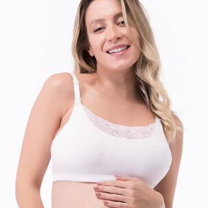 Sosten Lactancia Semi Encaje Algodón Blanco 2rios