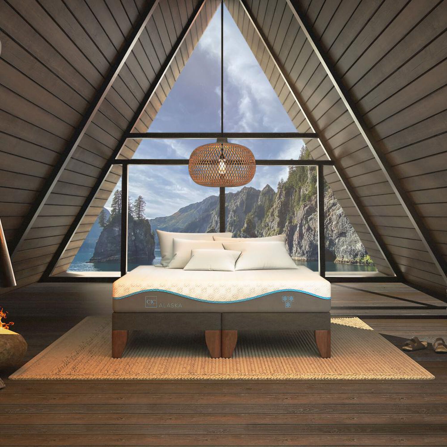 Cama Europea Cic Alaska / King / Base Dividida + Set De Maderas image number 5.0