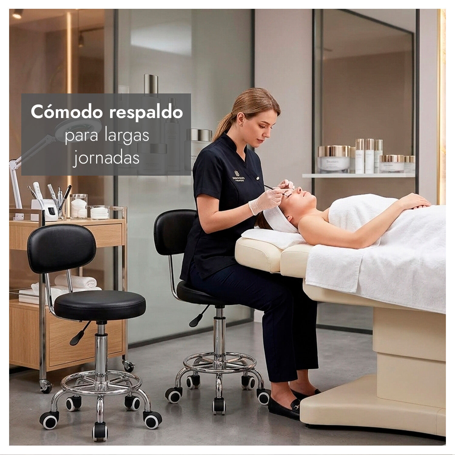 Silla Giratoria Multiuso Con Ruedas Ajustable Ergon&oacute;mica Y Est&eacute;tica image number 5.0