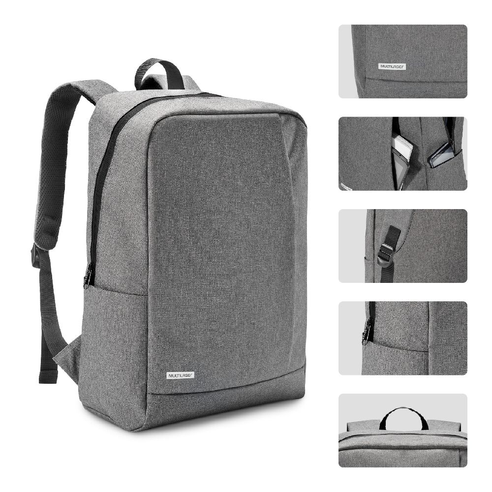 Mochila Notebook Multilaser Classic Gris Bo438 image number 6.0