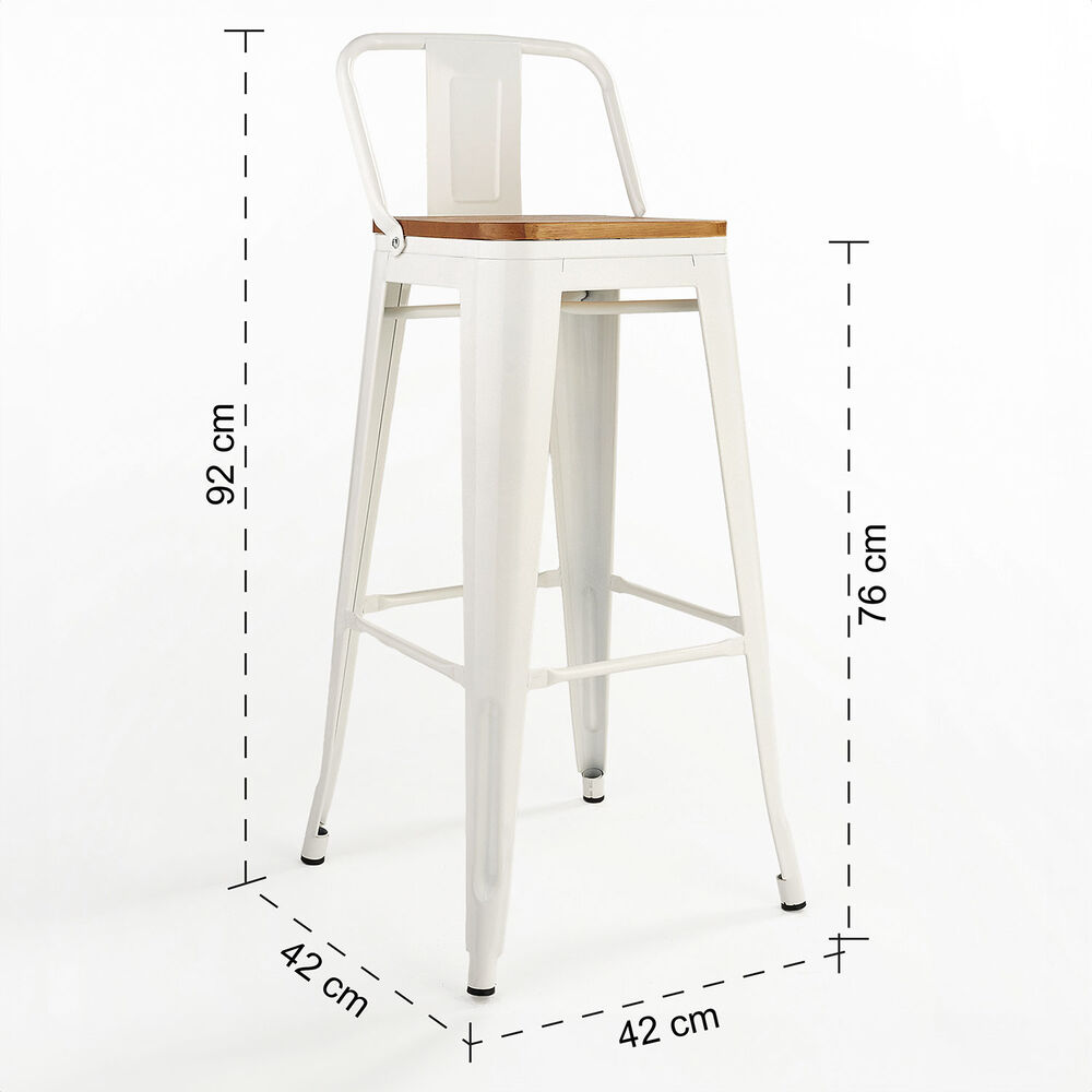 Pack 4 Pisos De Bar Tolix Asiento De Madera Blanco image number 8.0