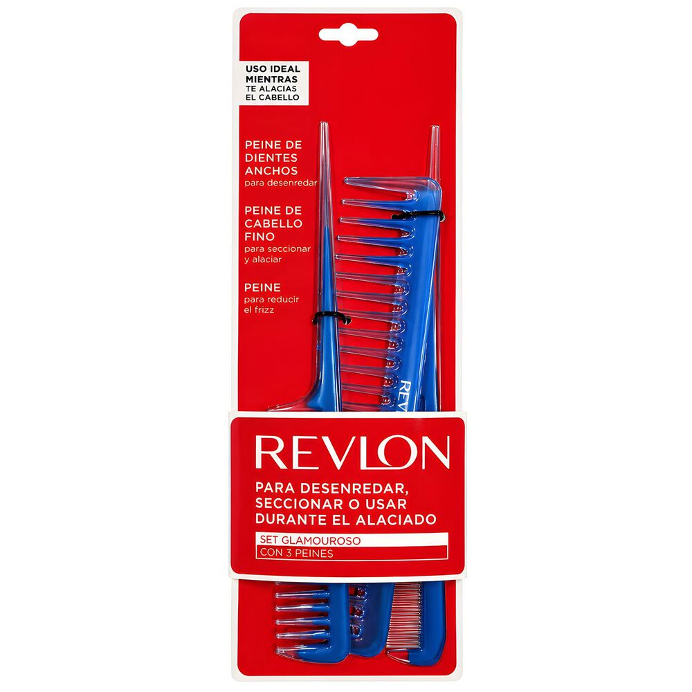 Set 3 Peines Revlon Cola Y Est&aacute;ndar Antiest&aacute;tico - Ps image number 0.0