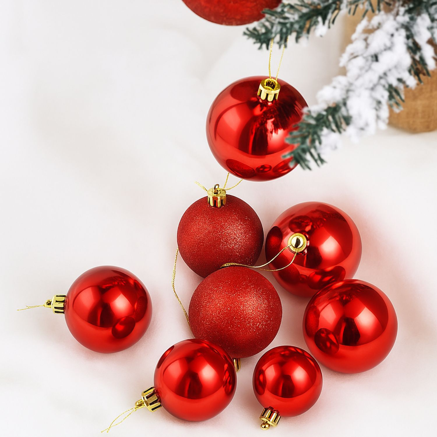24 Esferas Navide&ntilde;as Bambalinas Esferas 6 Cm Rojas Decorar image number 2.0