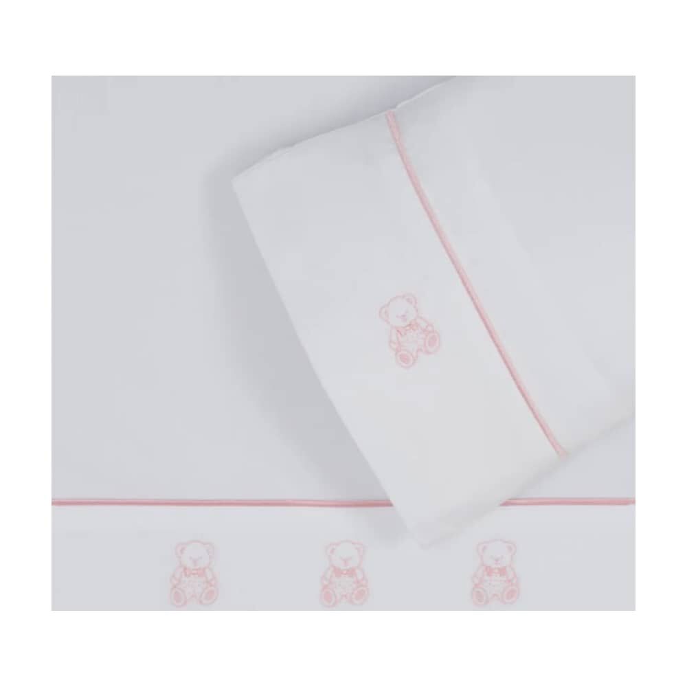 S&aacute;bana Cuna Bordada Osito Rosado 220 Hilos image number 2.0