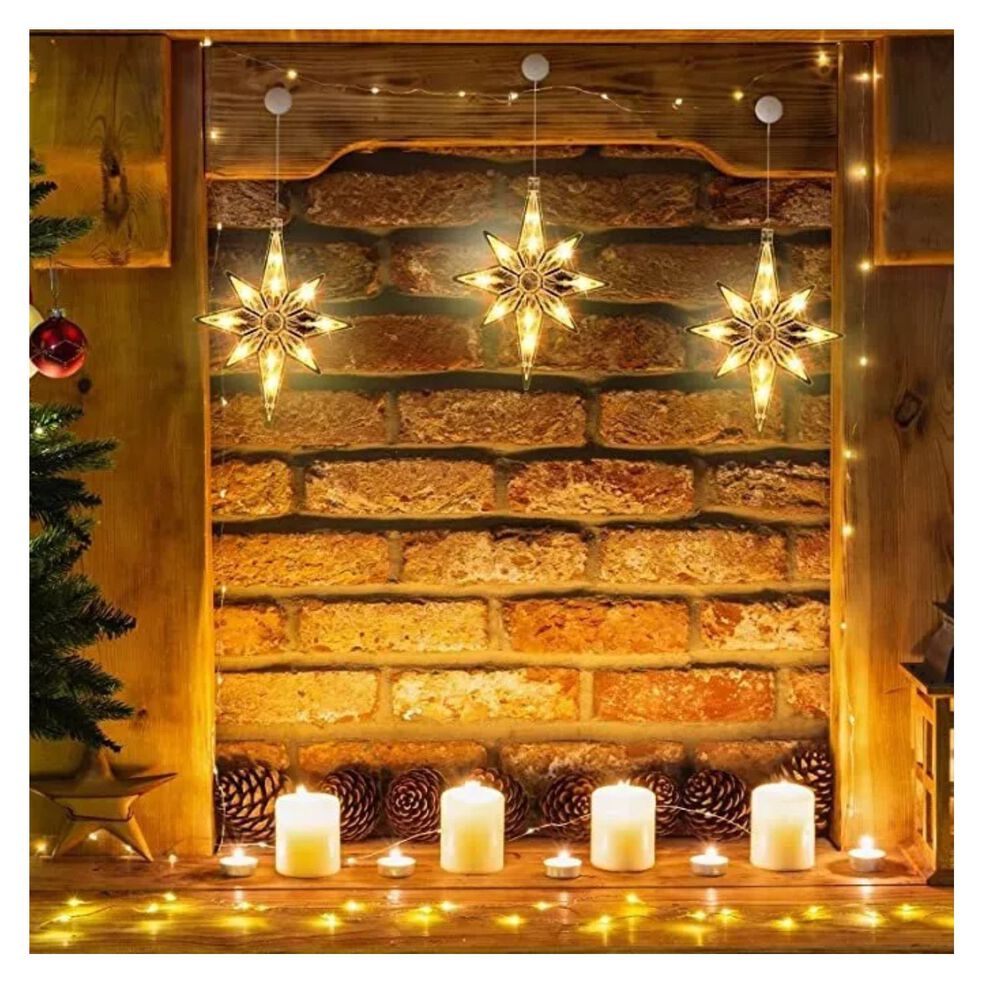 Lámpara Led Ventosa Con Pilas Forma Copo Nieve Decoración image number 2.0