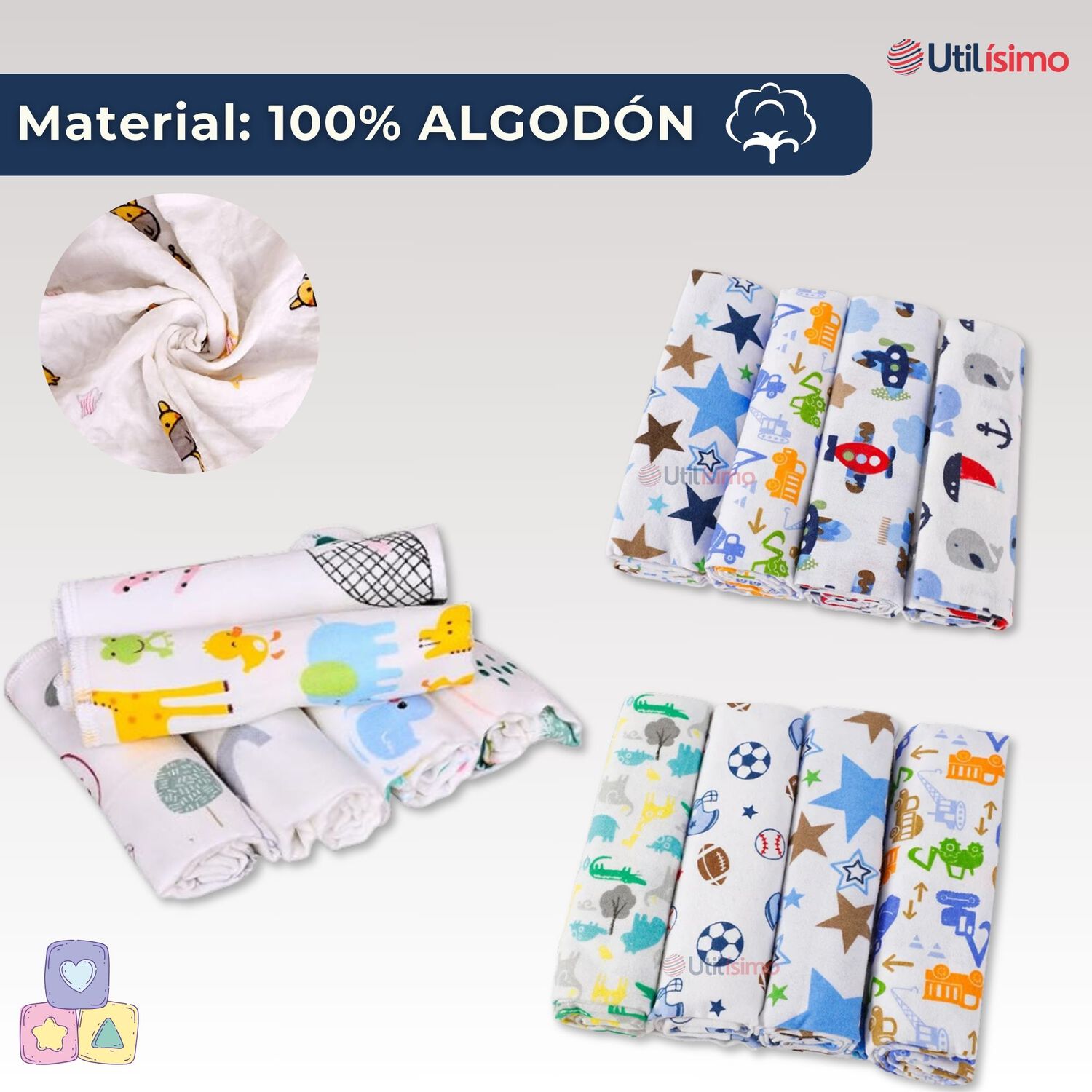 Pack 4 Mantas De Algod&oacute;n Para Beb&eacute;s Jump Kids Surtido Ni&ntilde;o image number 1.0