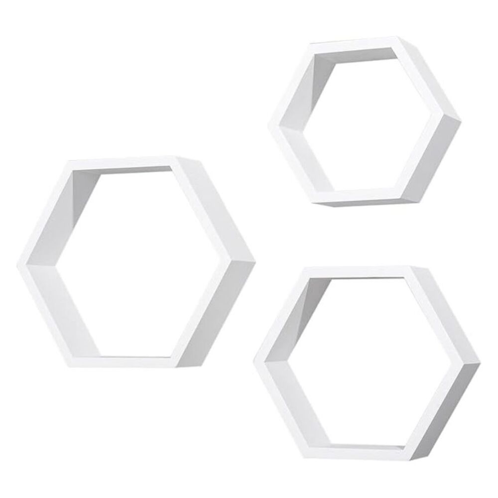 Set 3 Repisas Estante Flotantes Hexagonales De Madera Decorativo Moderno image number 0.0