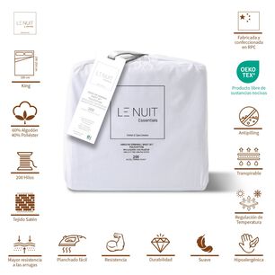 S&aacute;banas King Polycotton 200 Hilos Essentials Liso Blanco