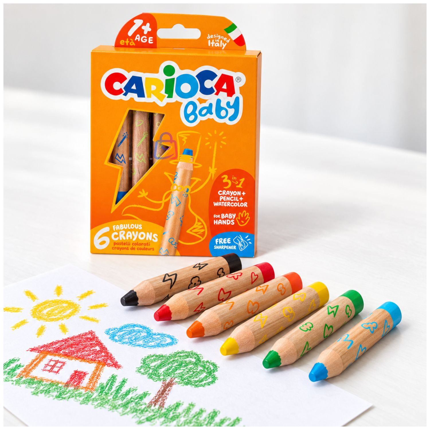 Crayones Carioca Baby 3 En 1 Acuarelables 6 Colores - Ps image number 2.0