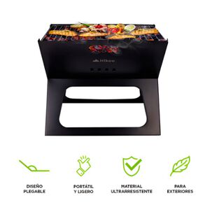 Parrilla Plegable De Carb&oacute;n Port&aacute;til Para Asados Color Negro