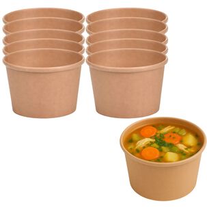 Set 30 Envases Para Sopa Kraft 236ml 8oz Comida Desechable