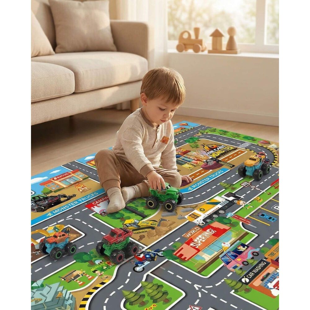 Juguete Alfombra Infantil Plegable Grande Con Autos Monster image number 4.0