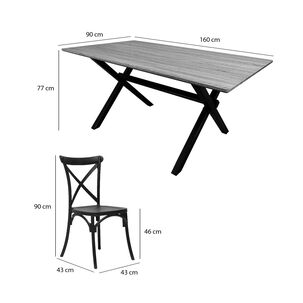 Juego De Comedor Vermontt 4 Sillas Crossback Retro Negra