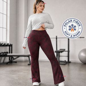 Pantal&oacute;n Polar Con Chiporro Palazzo Mujer Calza Elasticada T&eacute;rmica Burdeo