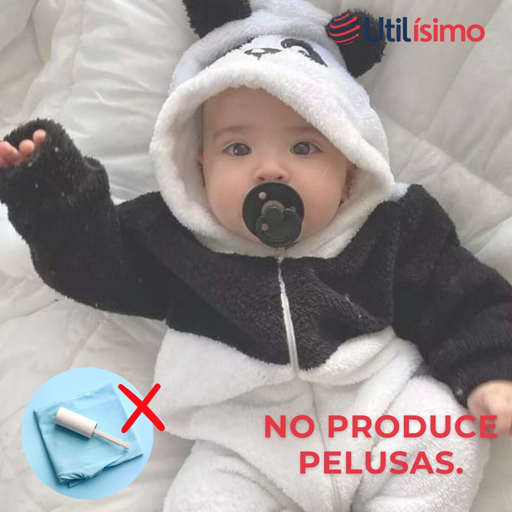 Enterito Panda Con Capucha Bebe Polar Blanco Y Negro image number 6.0